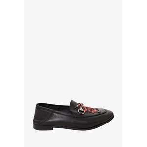 Gucci Black Leather Brixton Snake Loafers Size 35.5